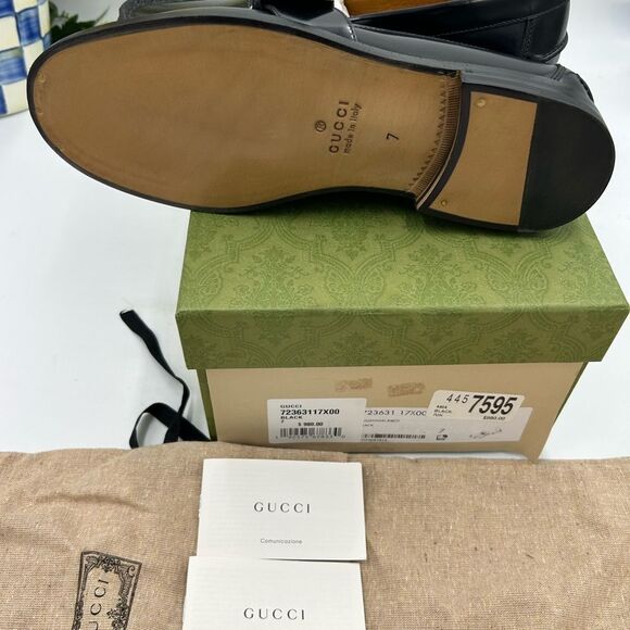 Men’s Gucci interlocking G leather loafers size 7 fits eight US made in Italy - Picture 7 of 7